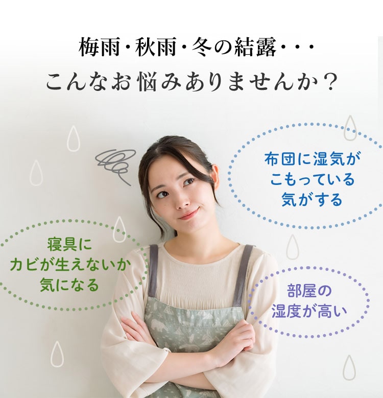 寝具にカビが生えてないか気になる 布団に湿気がこもっている気がする 部屋の湿度が高い